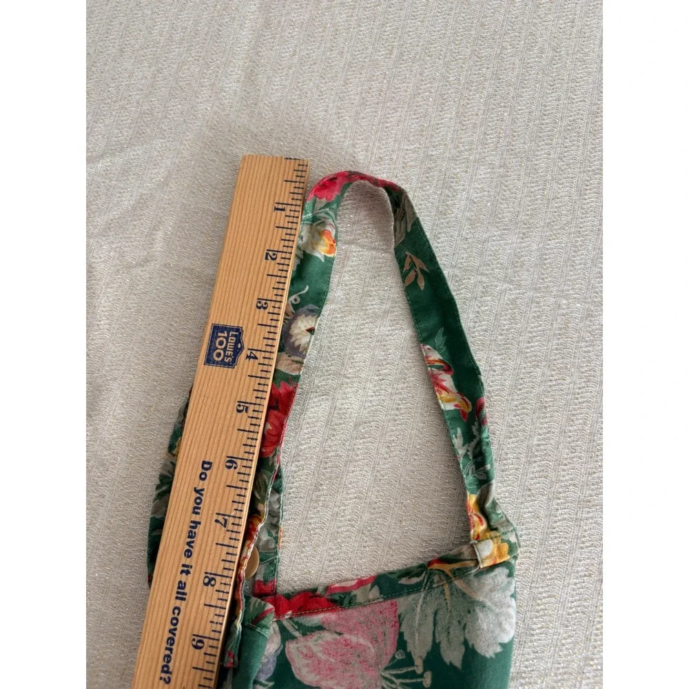 April Cornell Green Floral Cabbage Rose Bib Apron with Pocket Cottagecore